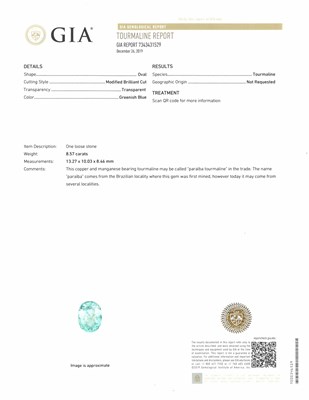 Lot 1114 - White Gold, Paraiba Tourmaline and Diamond Ring