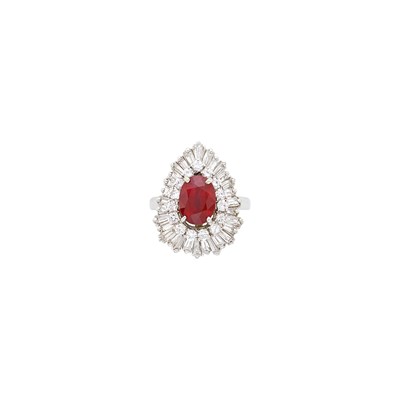 Lot 90 - Platinum, Ruby and Diamond Ring-Dant