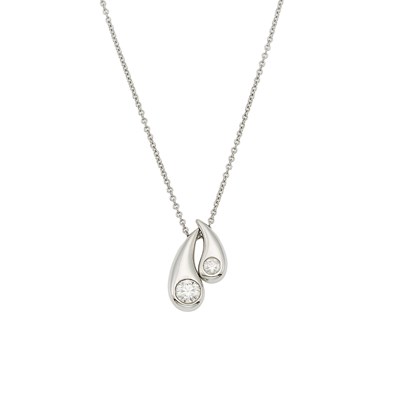 Lot 1111 - Two White Gold and Diamond Teardrop Pendants with Chain Necklace