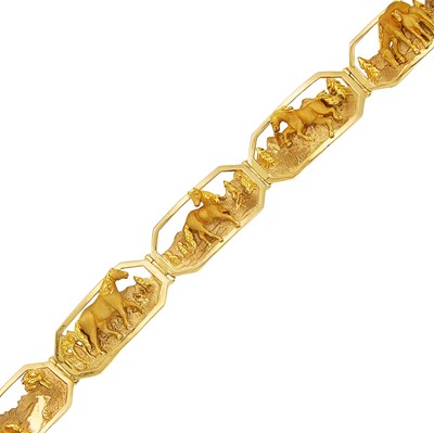 Lot 1141 - Gold Horse Link Bracelet