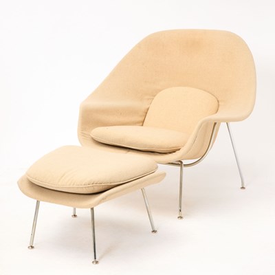 Lot 390 - Eero Saarinen for Knoll International Upholstered "Womb" Chair and Ottoman