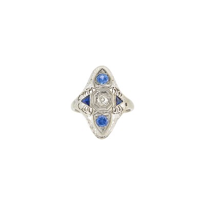 Lot 1119 - Platinum, Diamond and Sapphire Ring