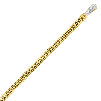 Lot 1005 - Two-Color Gold and Diamond Bracelet