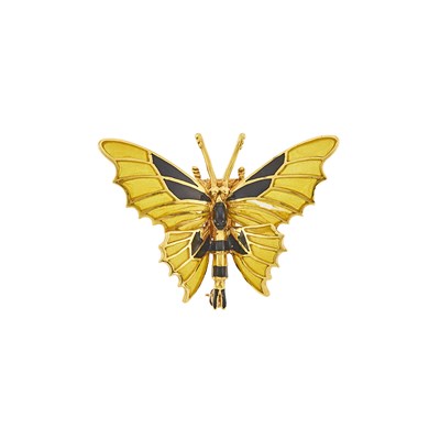 Lot 1006 - Cartier Gold and Plique-à-Jour Enamel Butterfly Brooch