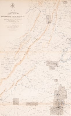 Lot 49 - A large two-sheet map linking the major battlefields of the last two years of the Civil War