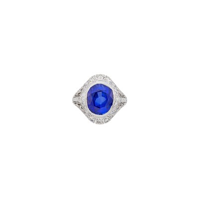 Lot 122 - Platinum, Sapphire and Diamond Ring