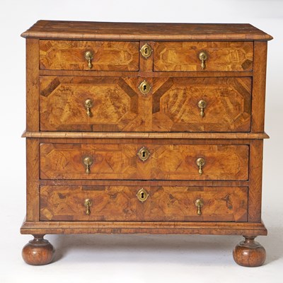 Lot 125 - Queen Anne Inlaid Walnut Chest of Drawers