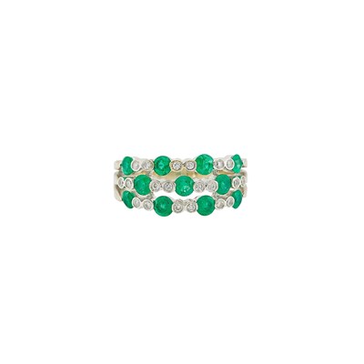 Lot 1121 - White Gold, Emerald and Diamond Ring