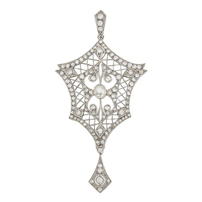 Lot 1081 - Platinum and Diamond Pendant