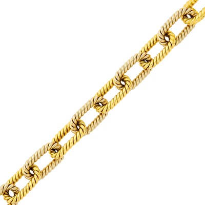 Lot 168 - Two-Color Gold Fluted Link Bracelet