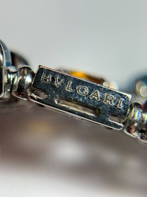 Lot 129 - Bulgari White Gold, Colored Stone and Diamond 'Allegra' Pendant-Necklace