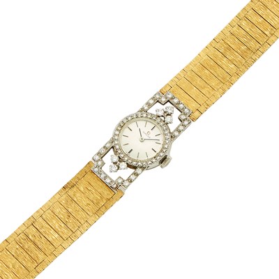 Lot 1215 - Omega Two-Color Gold and Diamond Wristwatch