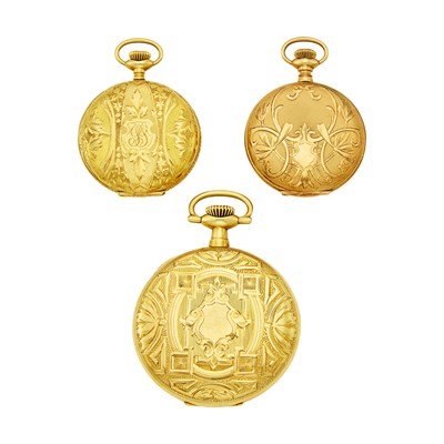 Lot 1214 - Three Elgin Gold and Gold-Filled Pocketwatches