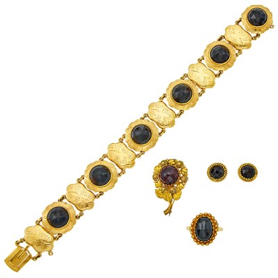 Lot 1212 - Group of Gold and Garnet Jewelry