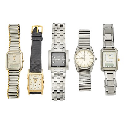 Lot 1167 - Five Gold and Stainless Steel Wristwatches