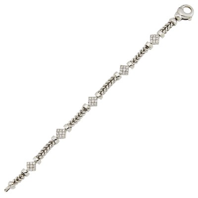 Lot 1126 - White Gold and Diamond Bracelet