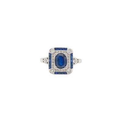 Lot 1071 - White Gold, Sapphire and Diamond Ring