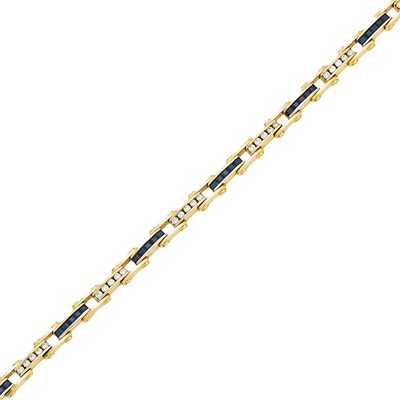 Lot 1059 - Gold, Sapphire and Diamond Link Bracelet