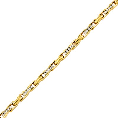 Lot 1060 - Gold and Diamond Link Bracelet