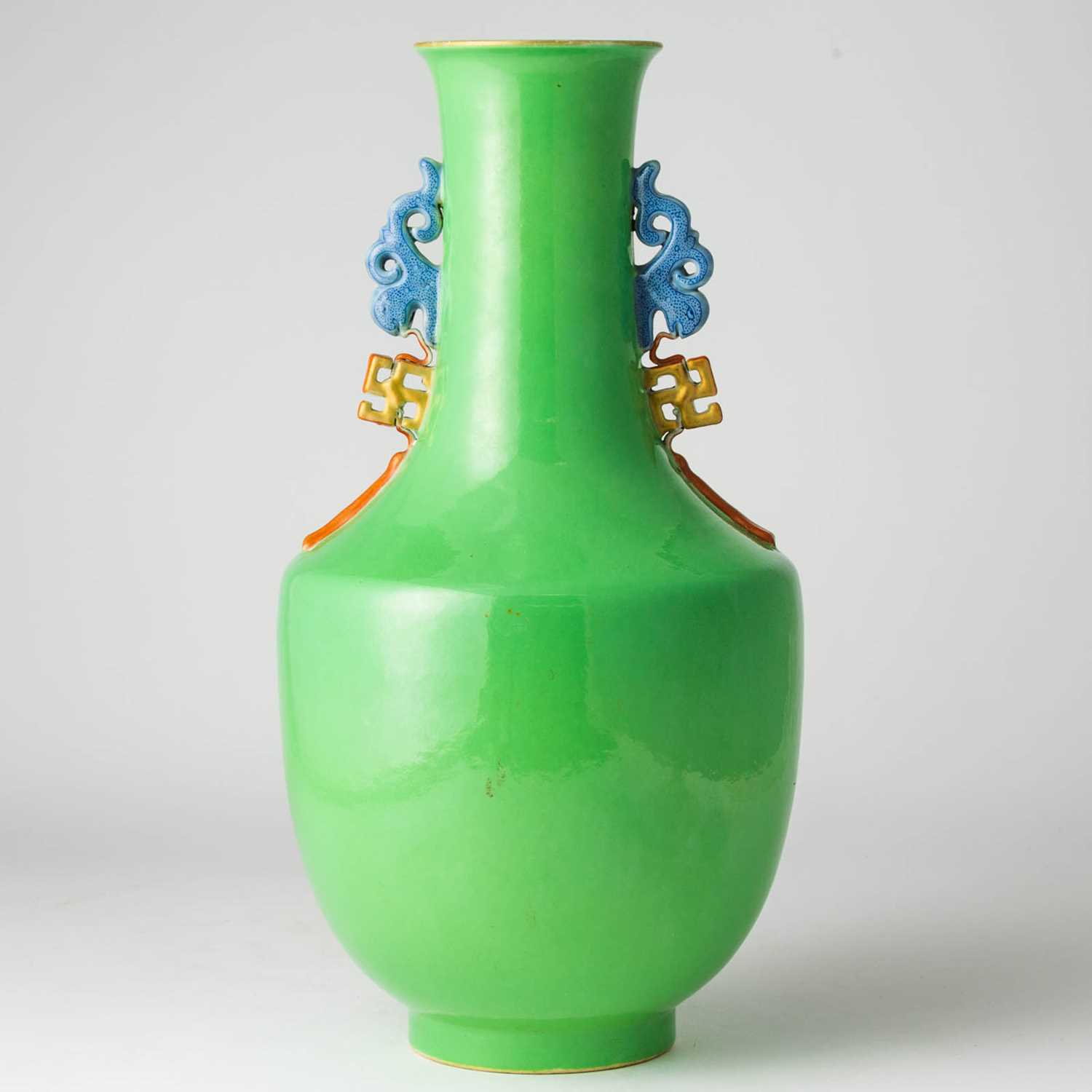 Lot 597 - A Chinese Limegreen Glazed Porcelain Vase