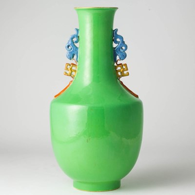 Lot 248 - A Chinese Limegreen Glazed Porcelain Vase