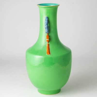 Lot 597 - A Chinese Limegreen Glazed Porcelain Vase