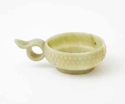 Lot 412 - A Chinese Archaistic Greyish Green Jade Cup