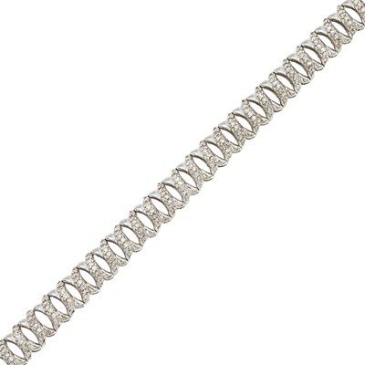 Lot 1070 - White Gold and Diamond 'X' Link Bracelet