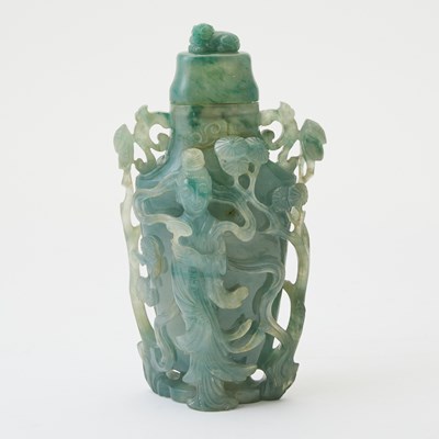 Lot 465 - A Chinese Jadeite Vase and Cover