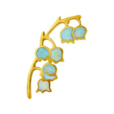 Lot 171 - Tiffany & Co. Gold and Opal Bell Flower Brooch