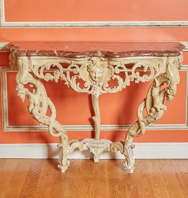 Lot 386 - Régence Carved and Painted Console Table