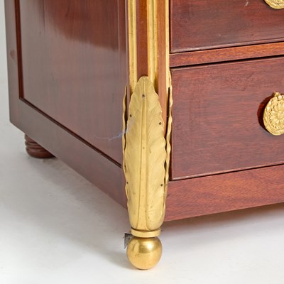 Lot 245 - Louis XVI Style Brass Mounted Mahogany & Smoke Glass Fall-Front Desk