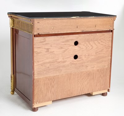 Lot 245 - Louis XVI Style Brass Mounted Mahogany & Smoke Glass Fall-Front Desk