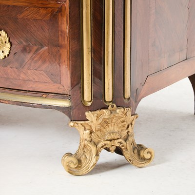 Lot 584 - Régence Ormolu-Mounted and Brass-Inlaid Kingwood Commode