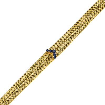 Lot 1051 - Gold and Sapphire Bracelet