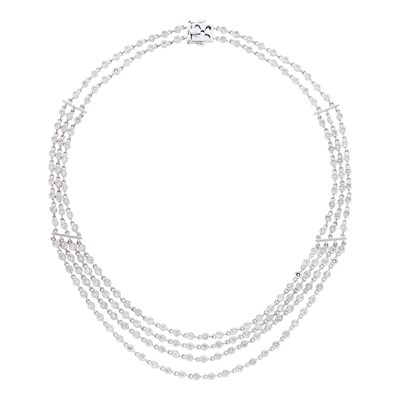Lot 68 - Multistrand White Gold and Diamond Chain Necklace