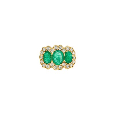 Lot Gold, Emerald and Diamond Ring