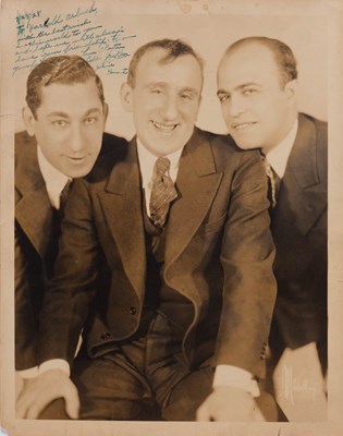 Lot 644 - An inscribed photograph of "The Three Sawdust Bums" including Jimmy Durante