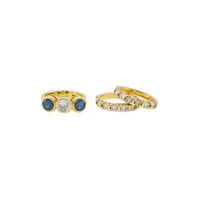 Lot 1136 - Three Gold, Sapphire and Diamond Rings