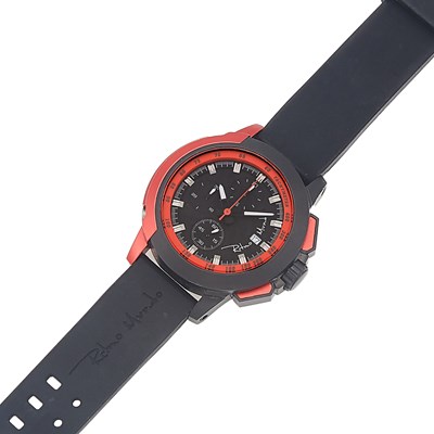 Lot 1169 - Ritmo Mundo Gentleman's Black PVD and Red Anodized Metal 'Quantum II Chronograph' Wristwatch