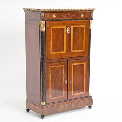 Lot 679 - Austrian Part-Ebonized and Brass-Inlaid Fruitwood Secrétaire à Abattant