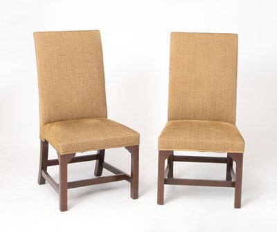 Lot 287 - Set of Ten Georgian Style Mahogany Upholstered Dining Side Chairs