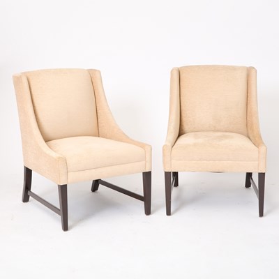 Lot 334 - Pair of Upholstered Walnut Accent Chairs