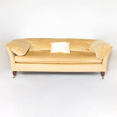 Lot 327 - Upholstered Sofa with Carved Mahogany Legs