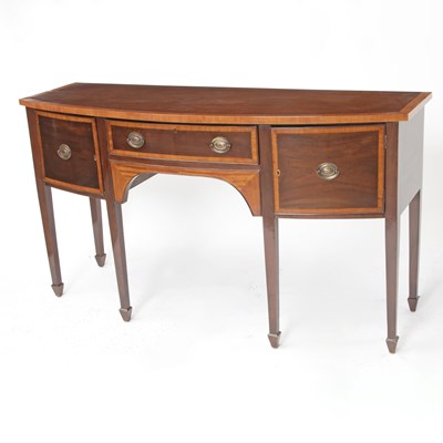 Lot 272 - George III Style Satinwood Banded Mahogany Bowfront Sideboard