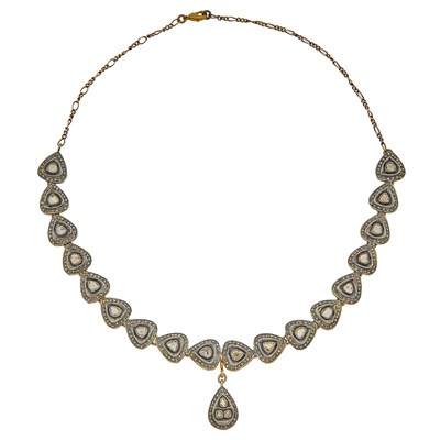 Lot 1156 - Silver, Silver-Gilt and Foil-Backed Diamond Pendant-Necklace