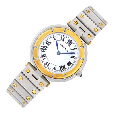 Lot 33 - Cartier Stainless Steel and Gold 'Santos Ronde Vendome' Wristwatch