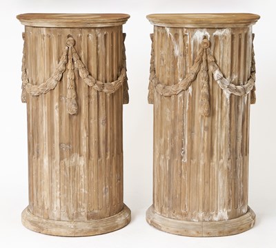 Lot 156 - Pair of Neoclassical Style Stop-Fulted Columnar Stained Wood Pedestals