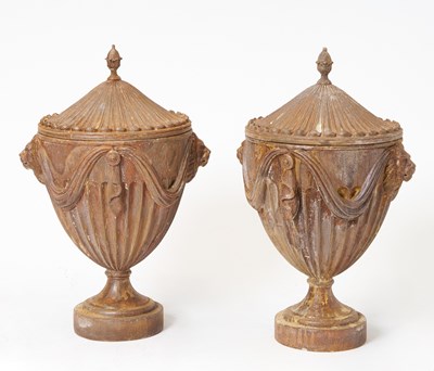 Lot 165 - Pair of Neoclassical Style Composition Covered Urns