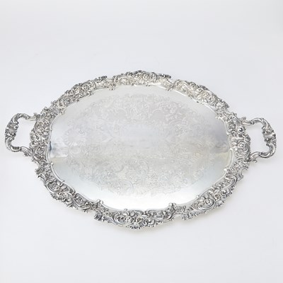 Lot 505 - English Silver Plated Two-Handled Tray